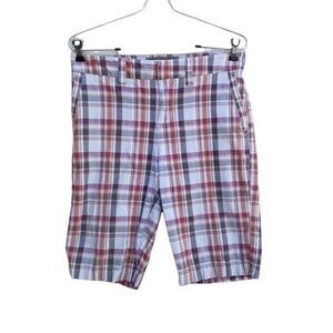 Sonoma Womens Shorts Plaid Geek Golf Retro 70's Plaid Bermuda Brown Orange Sz 4
